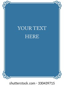 Blue border frame deco vector label simple line corner