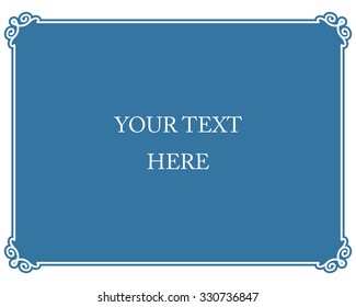 Blue border frame deco vector label simple line corner