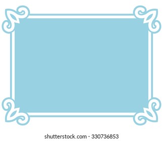 Blue border frame deco vector label simple line corner