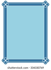 Blue border frame deco vector label simple line corner