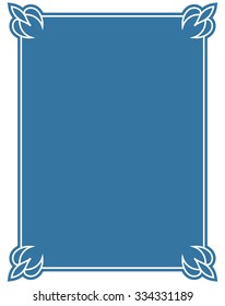 Blue border frame deco vector label simple line corner