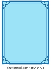 Blue border frame deco vector label simple line corner