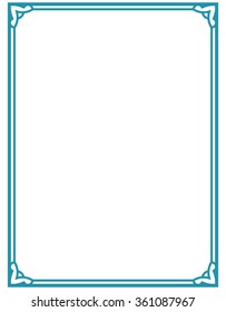 Blue border frame deco vector label simple line corner