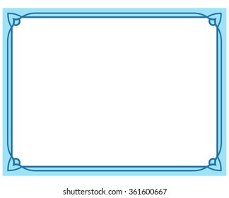 Blue border frame deco vector label simple line corner