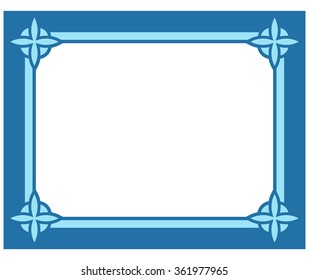 Blue border frame deco vector label simple line corner