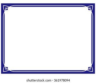 Blue border frame deco vector label simple line corner