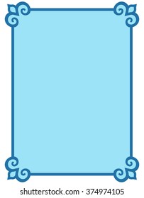 Blue border frame deco vector label simple line corner