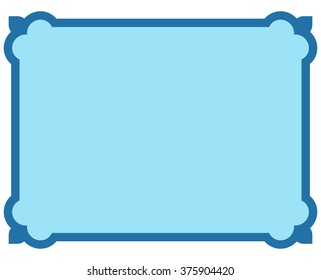 Blue border frame deco vector label simple line corner
