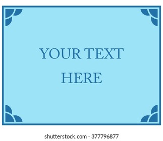 Blue border frame deco vector label simple line corner