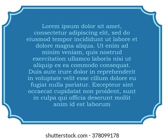Blue border frame deco vector label simple line corner