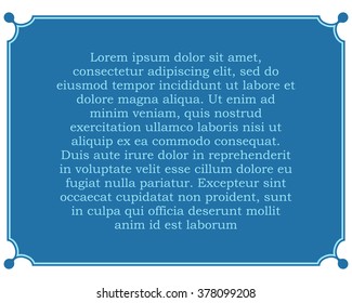 Blue border frame deco vector label simple line corner