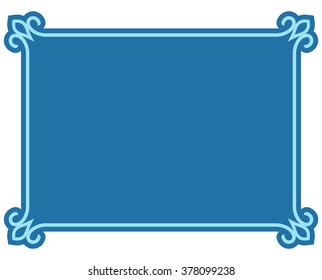 Blue border frame deco vector label simple line corner