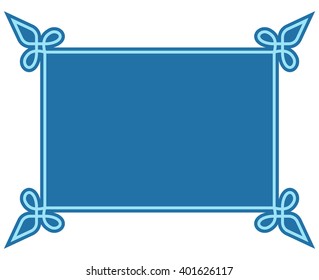 Blue border frame deco vector label simple line corner