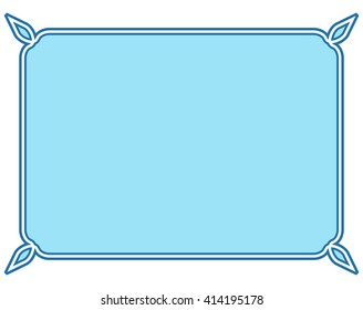 Blue border frame deco vector label simple line corner