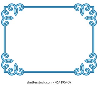 Blue border frame deco vector label simple line corner