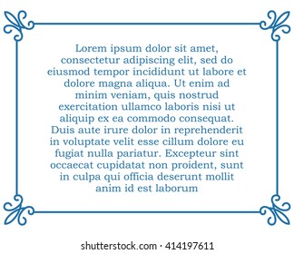 Blue border frame deco vector label simple line corner