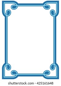 Blue border frame deco vector label simple line corner