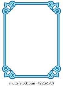 Blue border frame deco vector label simple line corner