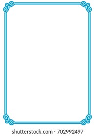 Blue Border Frame Vector Vintage Stock Vector (Royalty Free) 702992497 ...