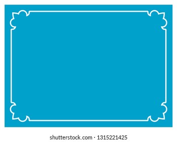 Blue border frame vintage vector background ready to cut