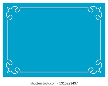 Blue border frame vintage vector background ready to cut