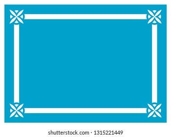 Blue border frame vintage vector background ready to cut