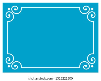 Blue border frame vintage vector background ready to cut