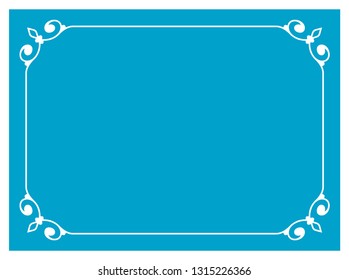Blue border frame vintage vector background ready to cut