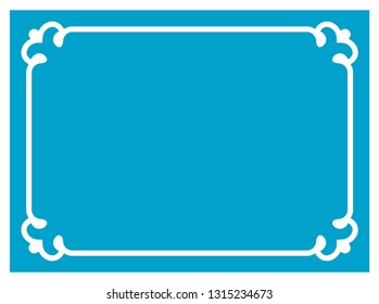 Blue border frame vintage vector background ready to cut