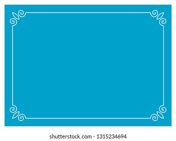 Blue border frame vintage vector background ready to cut