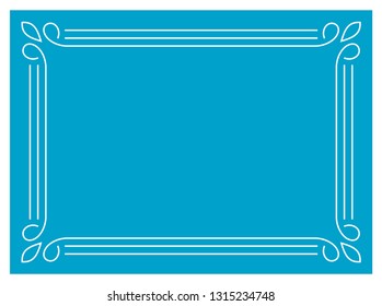 Blue border frame vintage vector background ready to cut