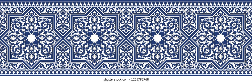 Blue border in Oriental style. Used for frame, tile and Oriental designs.