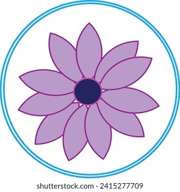 Blue border and purple colour flower icon design