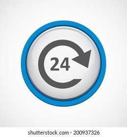 blue bordered circle 24 hours service icon