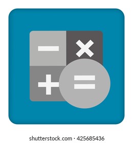 blue bordered circle  calculator icon  Vector illustration