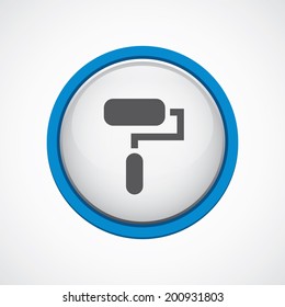 blue bordered circle paint roller icon
