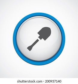 blue bordered circle shovel icon
