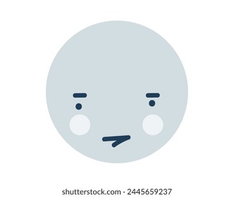 Blue bored round Emoji Icon. Object Symbol flat Vector Art. Cartoon element for web design, poster, greeting card