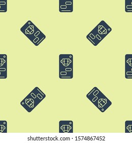 Blue Bot icon isolated seamless pattern on yellow background. Robot icon.  Vector Illustration