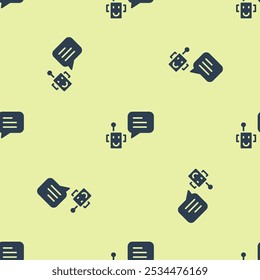 Blue Bot icon isolated seamless pattern on yellow background. Robot icon.  Vector