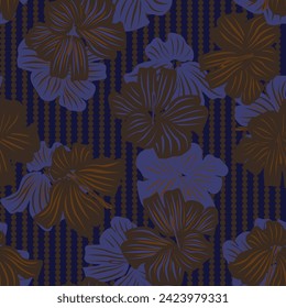 Blue Botanical Floral seamless pattern design for fashion textiles, graphics, backgrounds and crafts
