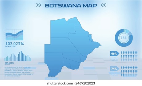 Blue Botswana Map with States, Political Botswana infographic map vector illustration
