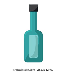 Blue bottle with black cap. Vector illustration