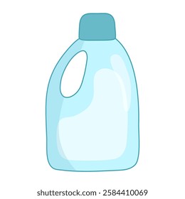 Blue bottle with cleaning or washing detergent, vector