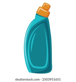 A blue bottle of detergent is sitting on a white background. The image has a clean and simple look, with the focus on the detergent bottle