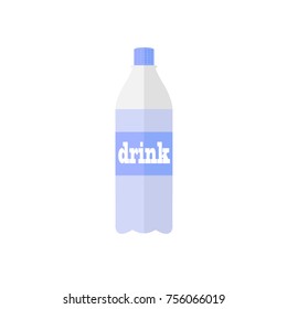 blue bottle of drink in a flat style on a white background