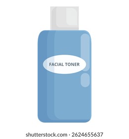 Blue bottle of facial toner is standing on a white background