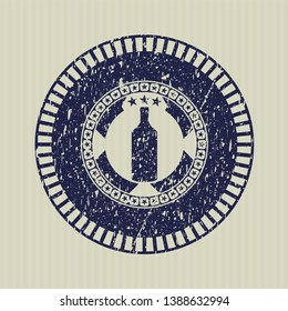 Blue bottle icon inside distress rubber texture