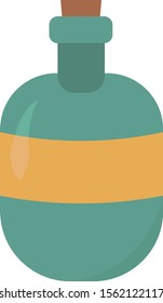 Botella azul, ilustración, vector sobre fondo blanco.