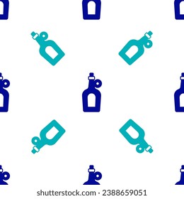 Blue Bottle of maple syrup icon isolated seamless pattern on white background.  Vector